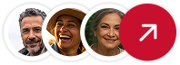 Pessoas sorrindo, com seta de avanço, para saber como comprar precatório federal